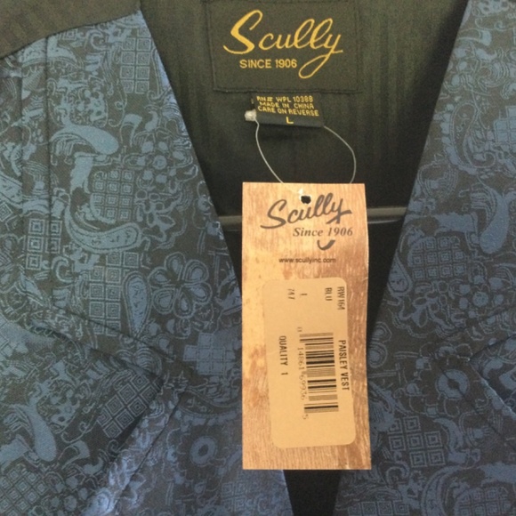 Scully Vest Mens Large Blue  Paisley Vest  Western Cowboy - Picture 2 of 3